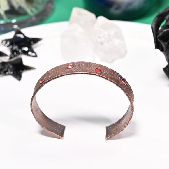 Red Swarovski Crystal Copper Cuff Bracelet - Picture 5 of 5
